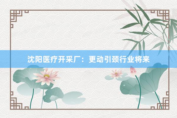 沈阳医疗开采厂:更动引颈行业将来