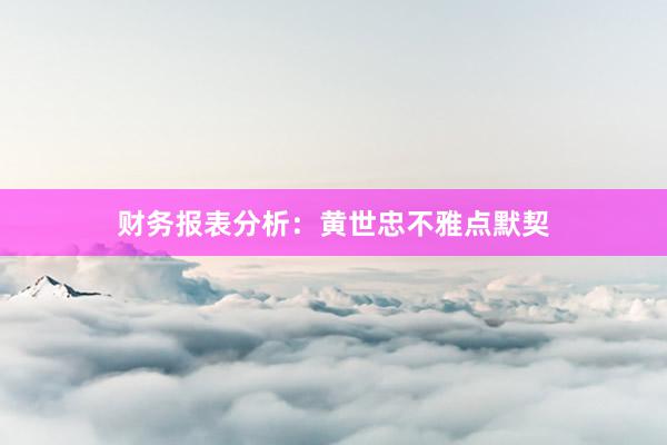 财务报表分析:黄世忠不雅点默契